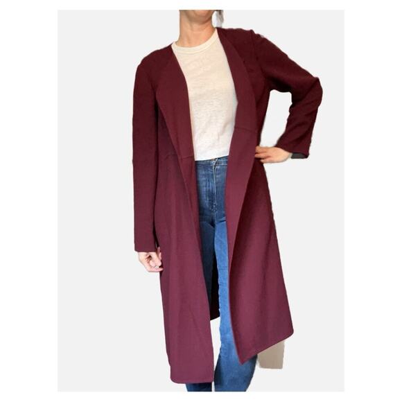 Lafayette 148 Lightweight Wool Jacket Long Length Burgundy Wine Red 12 - Picture 1 of 10